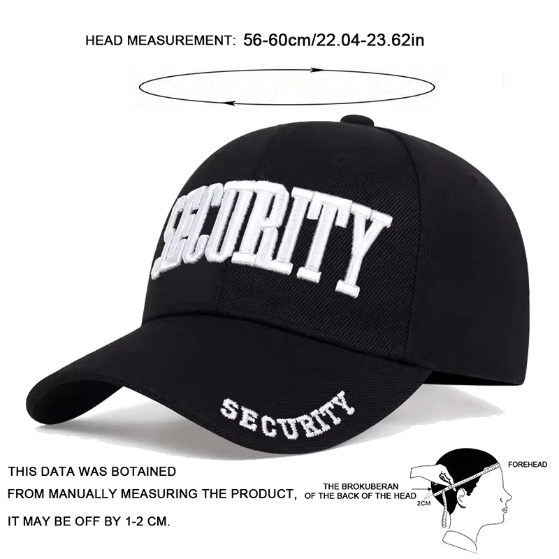 Unisex SECURITY Embroidery Baseball Caps Spring and Autumn Outdoor Adjustable Casual Hats Sunscreen Hat