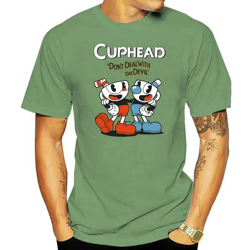 Cuphead Mugman nie radzi sobie z diabelską koszulką męską 2022 letnią męską koszulkę z okrągłym dekoltem New Arrival męska krótka