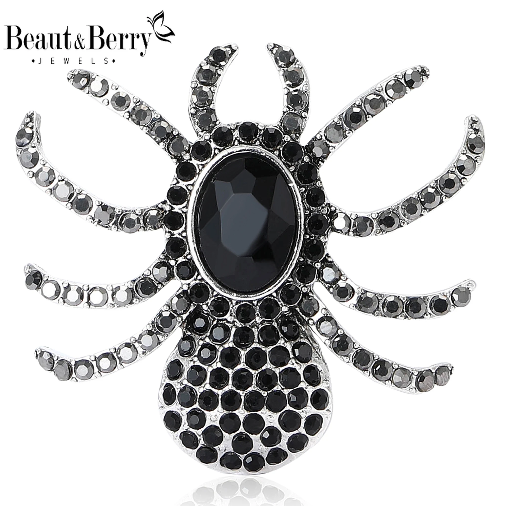 Beaut&Berry Trendy Rhinestone Spider Brooches for Women Unisex Insect Pins Casual Party Accessories New Gifts Friends Decoration