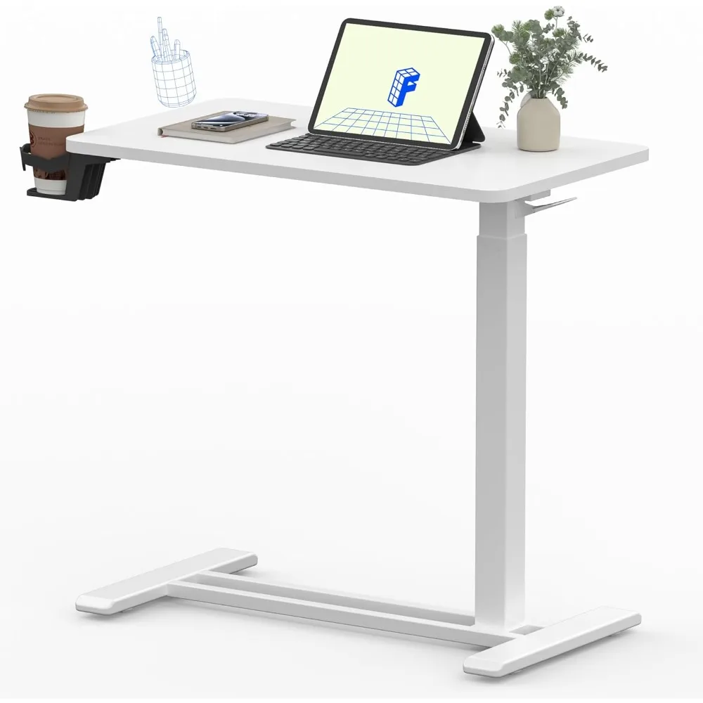 Mobile Standing Desk with Wheels Pneumatic Laptop Desk Rolling Computer Cart Movable Height Adjustable Small Sit Stand
