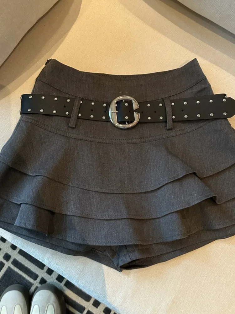 

Spring Summer Sweet Anti-Aging Multi-Layer Lace Trim Cake f Skirt Women High Waist Prevent Exposure A-Line Fluffy ort Skirt