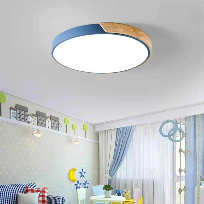 

Nordic log color LED ceiling lamp, main bedroom, dining room, study, balcony lamp, circular simple modern lamp