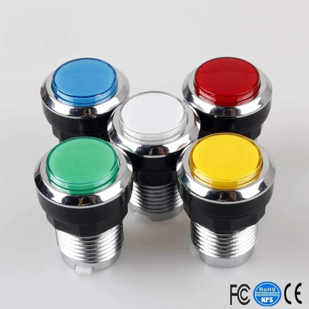 10 Pcs/lots Chrome Plating 5V/12V 30mm LED Illuminated Push Buttons With Micro Switch For Arcade Machine Games Mame Jamma Parts