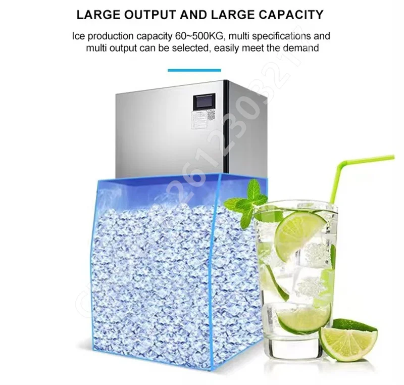 Automatic Ice Cube Maker Machine 250-350kg/Day Stainless Steel Ice Maker Machine Home Appliance for Bar Restaurant Commercial