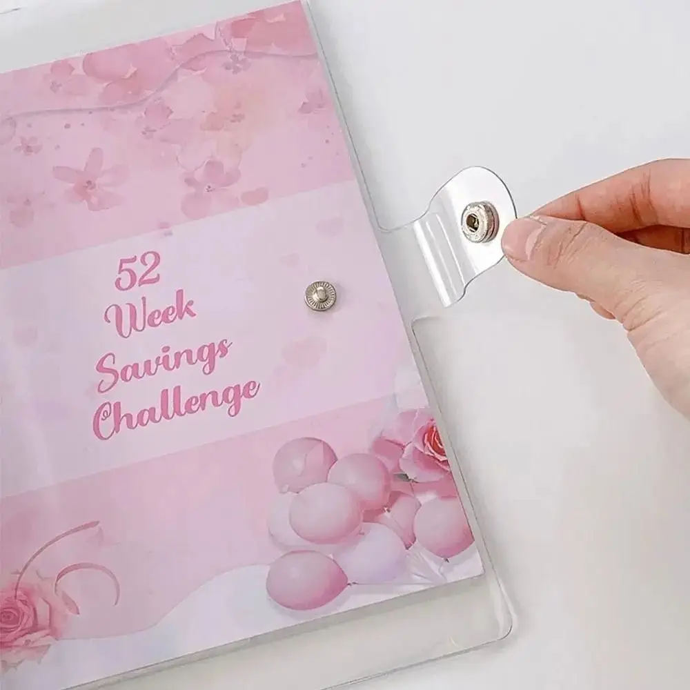 A5 Savings Challenge Binder PVC Sakura Style 52 Weeks Envelope Binder Exquisite Reusable Notebook Binder Home