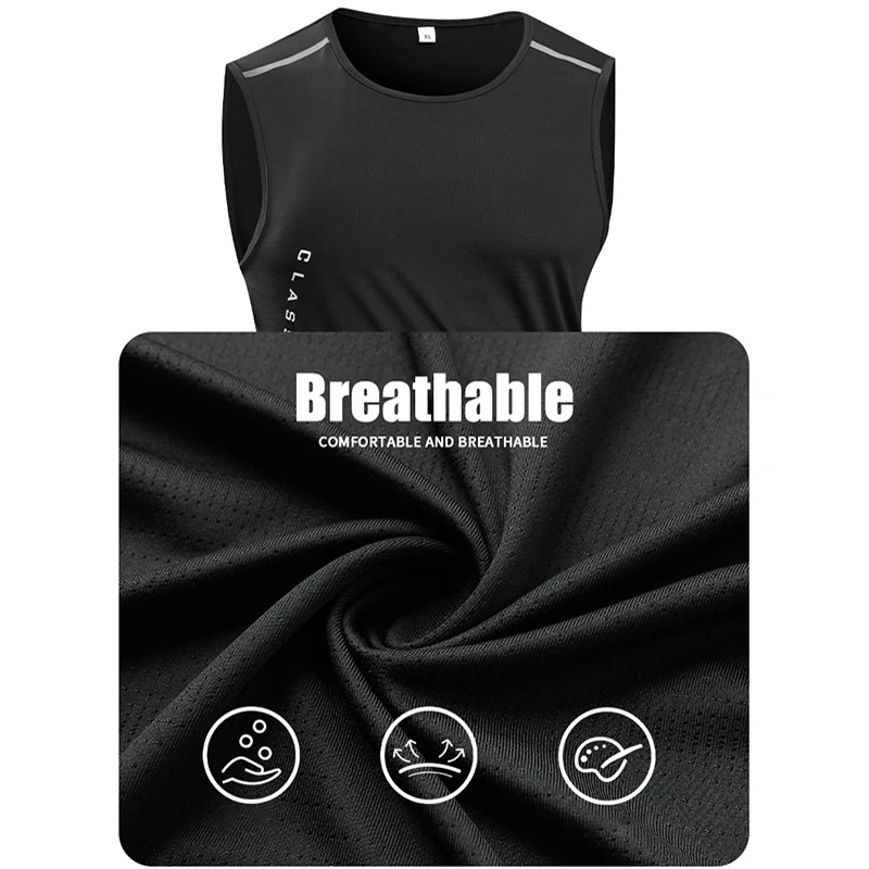 CHRLCK Men's Running Vest Quick Drying Gym Tank top Men Fitness Sleeveless Shirt Male Mesh Breathable Fitness Sports Vest image 4