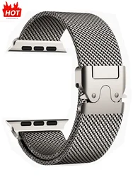 Titanium Milanese Loop For Apple watch Ultra 2 49mm 46mm 42mm 41mm 45mm 44mm 38-40mm Series 10 9 8 7 6 5 4 SE Straps Accessories