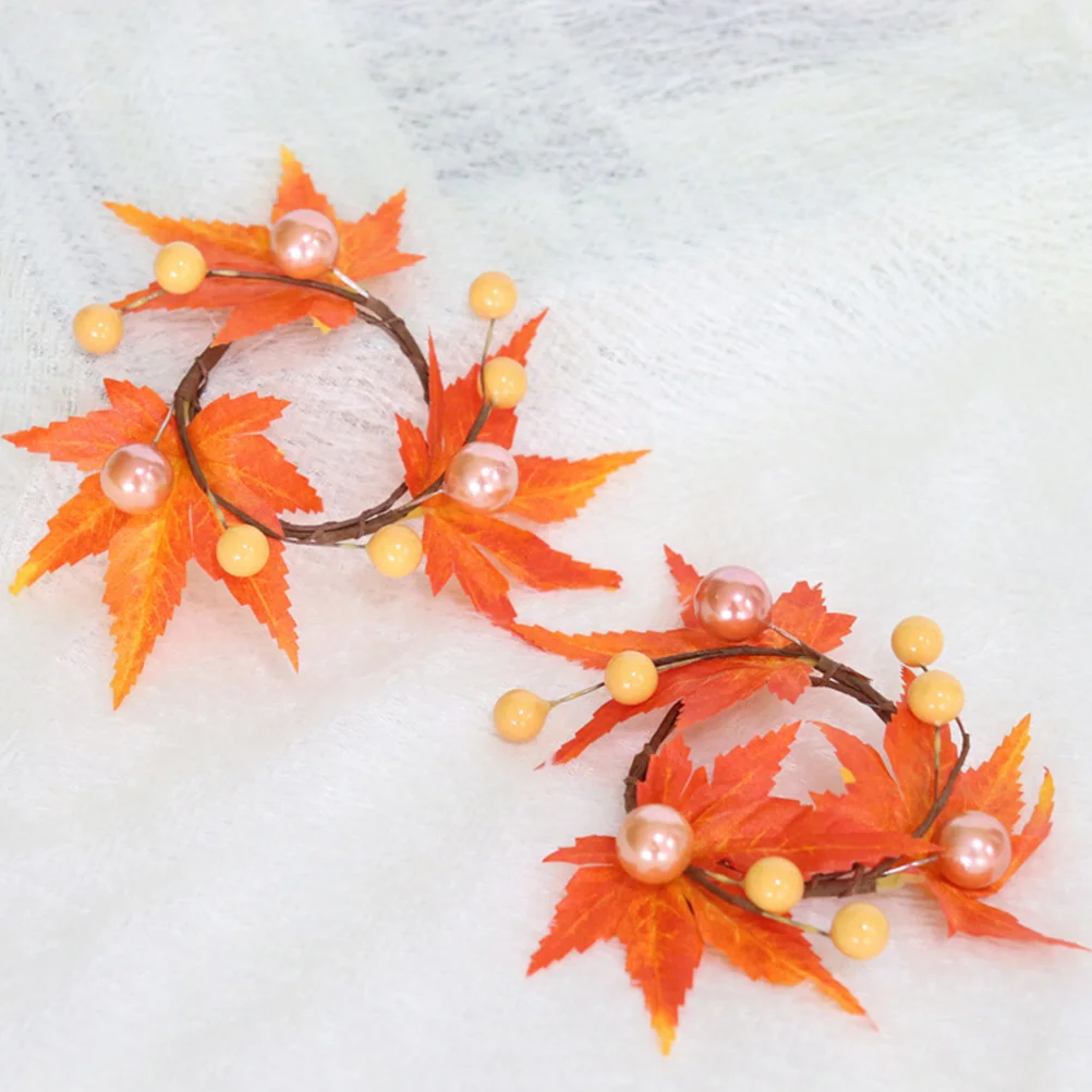 

Ring Maple Leaf Napkin Rings Christmas Holder Leaves Autumn Thanksgiving Restaurant Napkins
