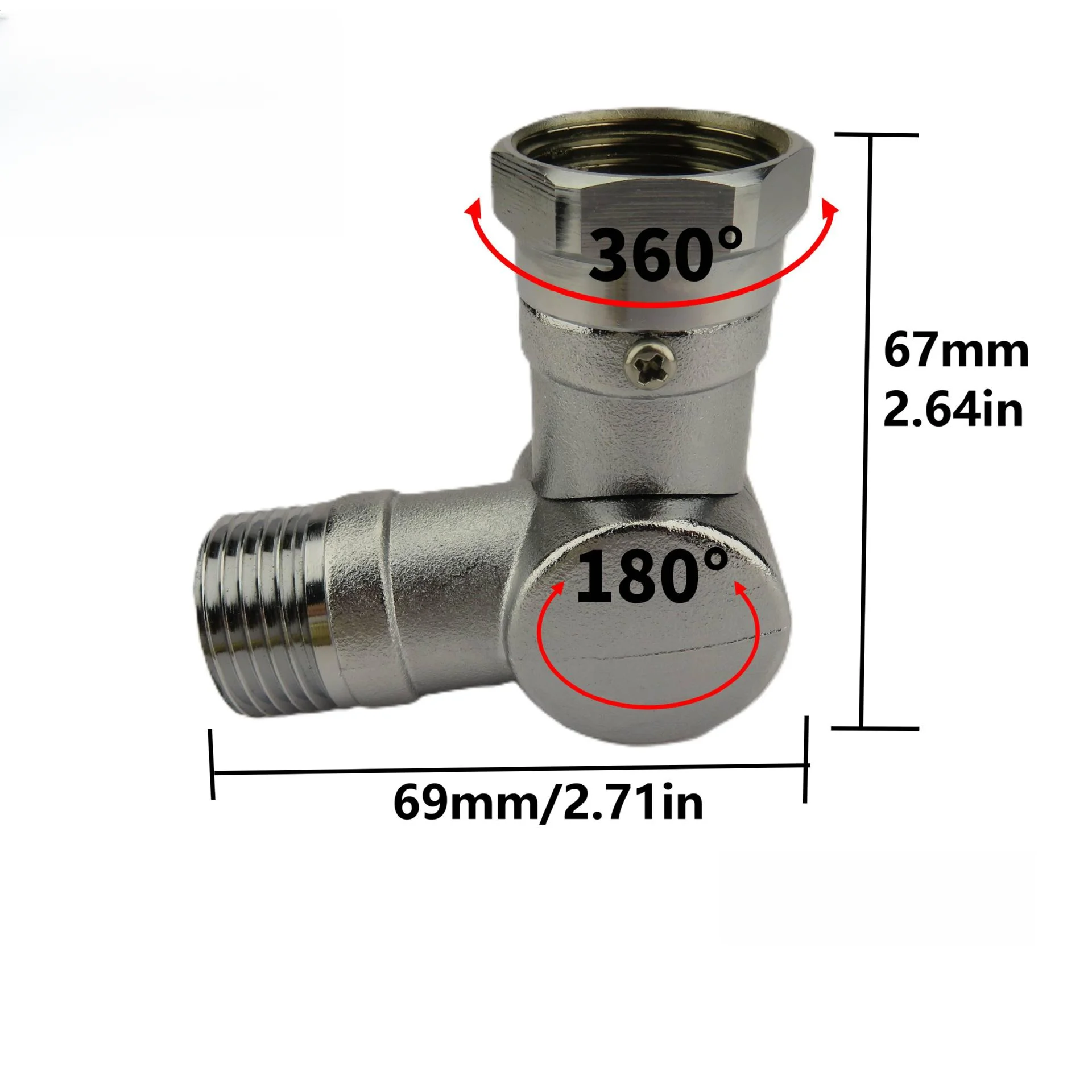 Brass Swivel Connector 3/4 Inch 11.5 NPT for RV Water Supply Washing Machine Inlet Valve and Outdoor Irrigation