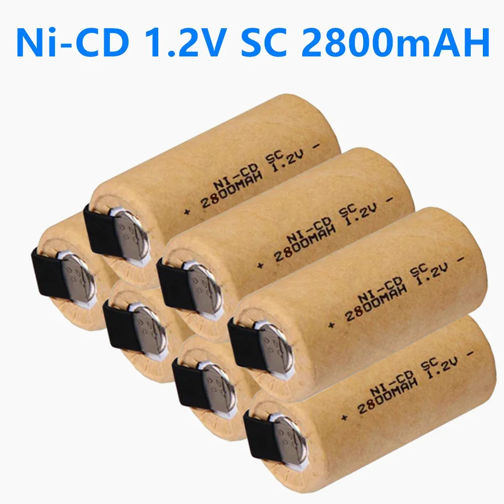 

Screwdriver Electric Drill SC Batteries 1.2V 2800mAh Sub C Ni-Cd Rechargeable Battey With Tab Power Tool NiCd SUBC Cells