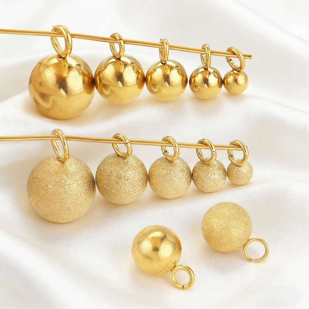20pcs Stainless Steel Solid Ball Beads Charms For Earrings Necklace Frosted Beads For Jewelry Making Charms Pendants Findings