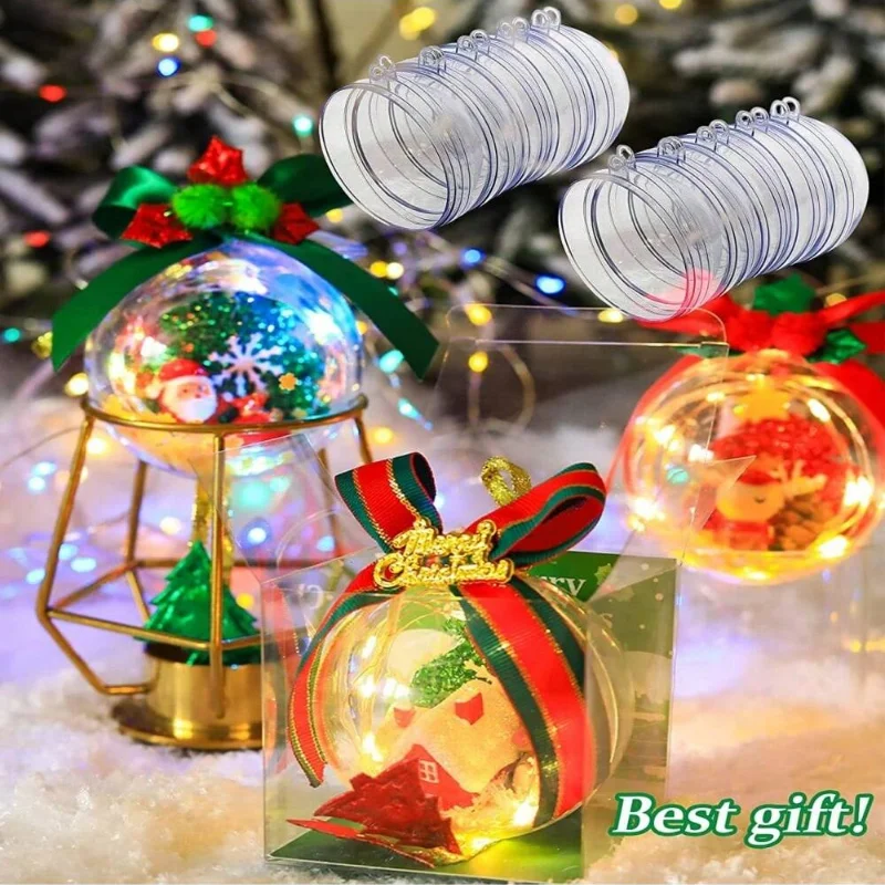 10pcs Transparent Plastic Christmas Balls, Christmas Tree Hanging Decorations, Wedding, Party, and Vacation Home Decorations image 4