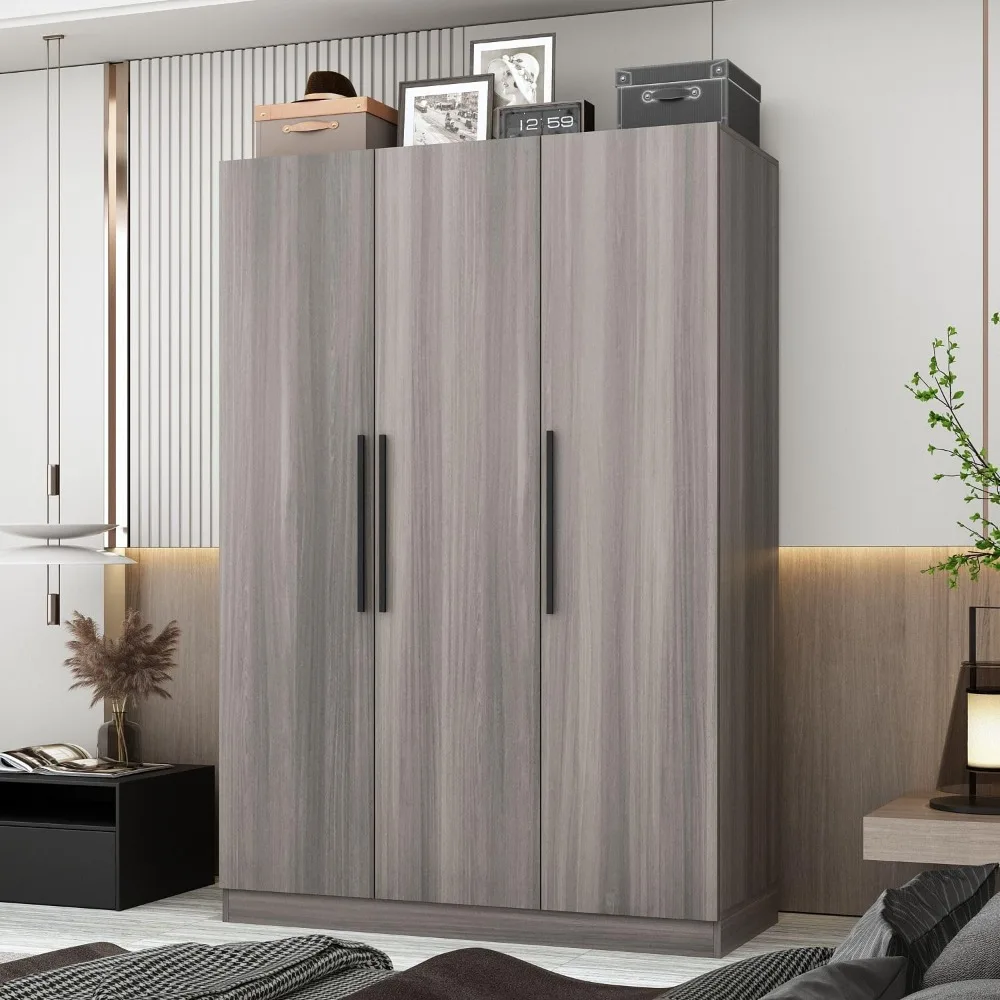 

Armoire Wardrobe with 3 Doors and Cube Shelves, Armoire Wardrobe Closet with Hanging Rod, Closet for Bedroom