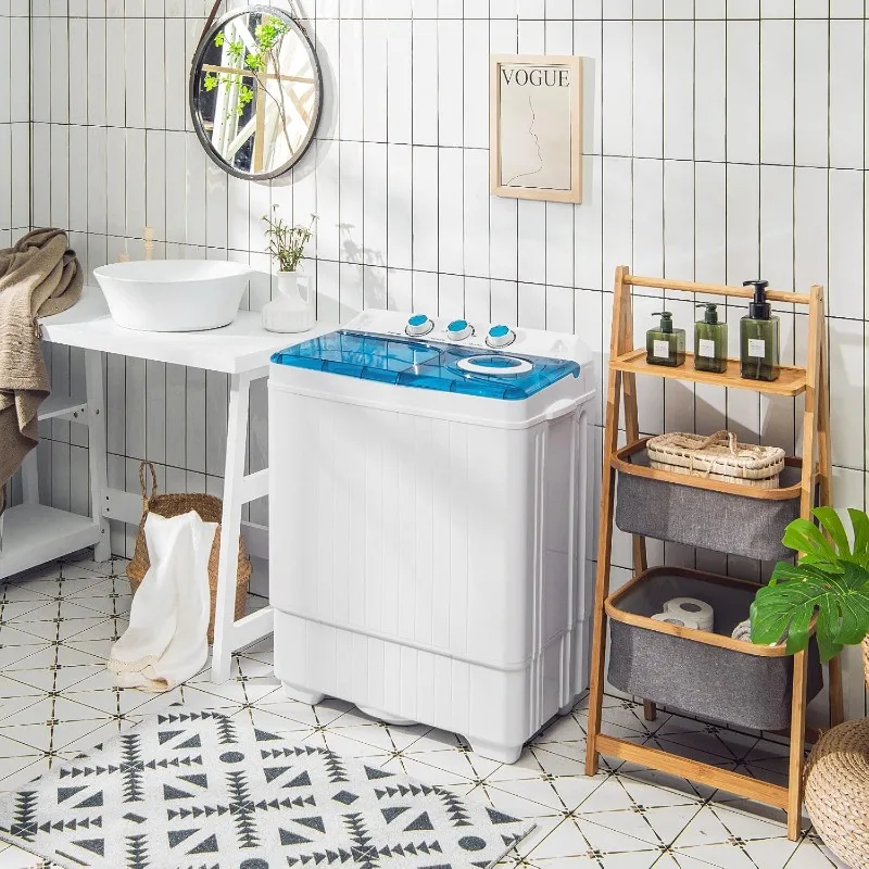 Washing Machine, 2 in 1 Washer and Spinner Combo, 26lbs Capacity 18lbs Washing 8lbs Spinning,w/Timer Control,Built-in Drain Pump