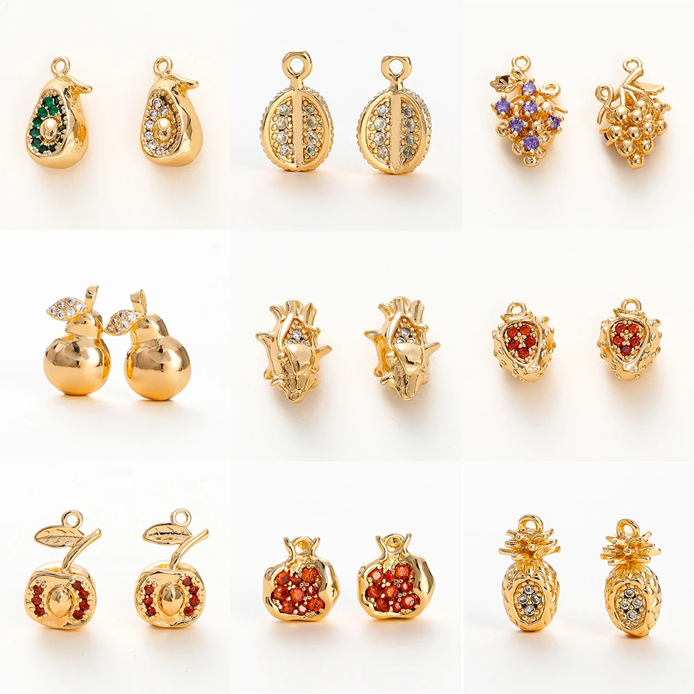 2Pcs Fruit Shape Pendants Strawberry Charms Brass Pendan 18K Gold Color Plated for DIY Necklace Earrings Jewelry Making Supplies