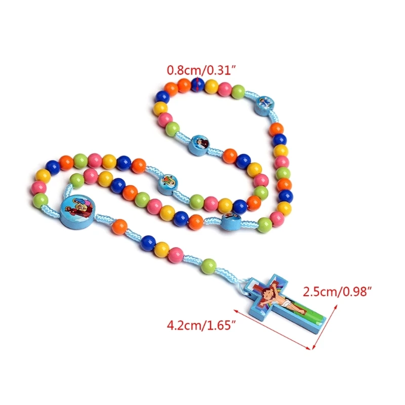 Cartoon  Pendant Necklace Colorful Rosary Beads Children Kid Girls Catholic Christian Orthodox Religious Drop Shipping