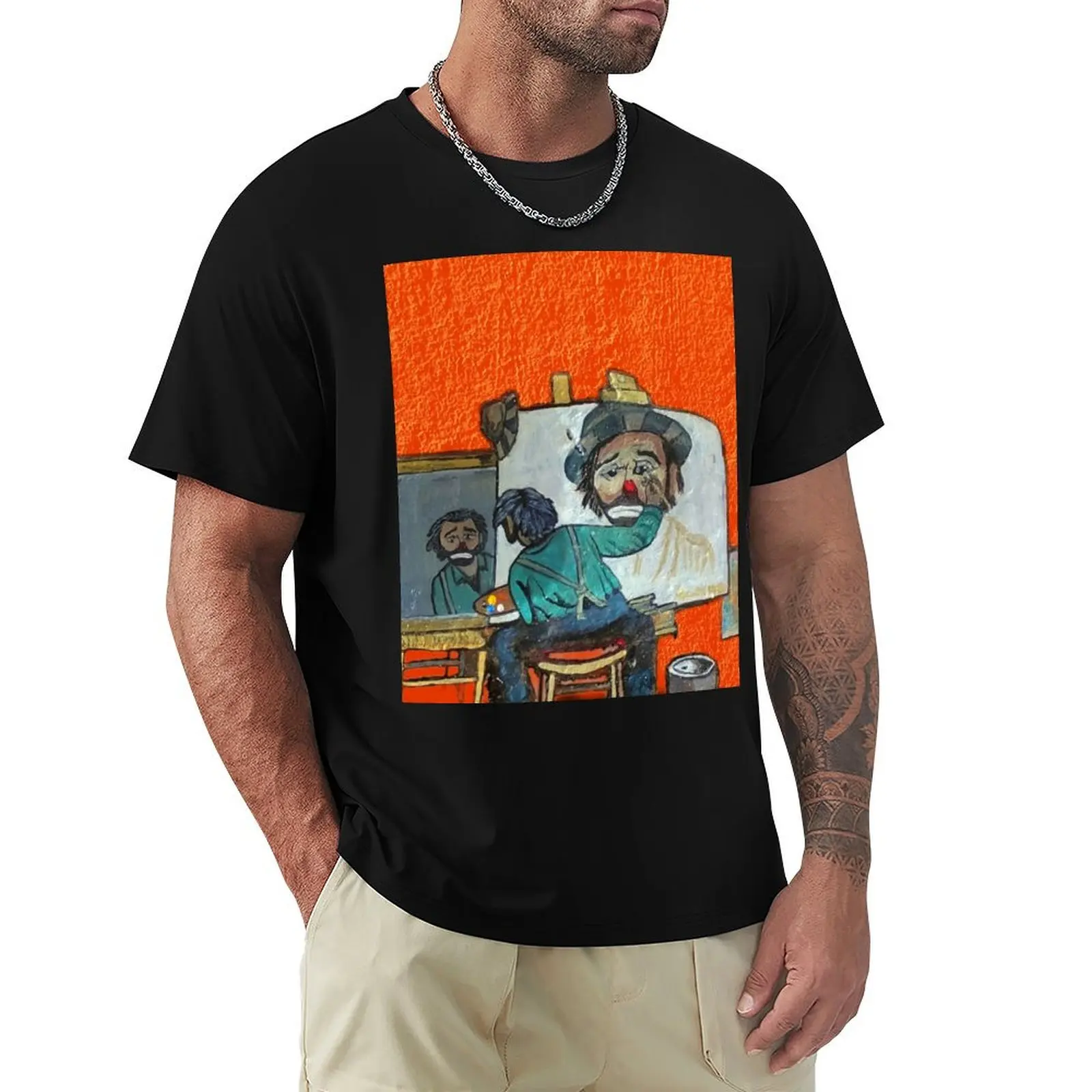 Sad Clown, Emmett Kelly, Clown Art, Man Portrait, Sad Clown face Camiseta con estampado clásico de cara de payaso, camiseta de manga corta