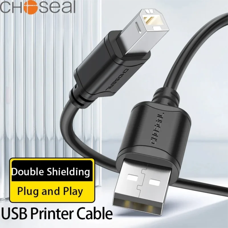 CHOSEAL USB Printer Cable USB Type B Male to A Male USB 2.0 Cable for Canon Epson HP ZJiang Label Printer USB 2.0 Printer Cable