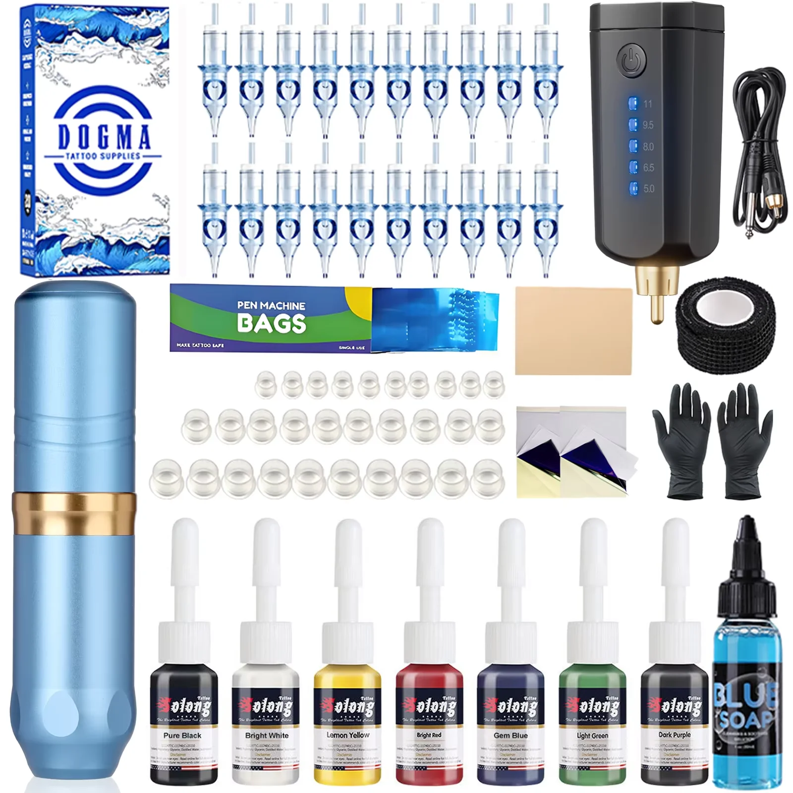 Kit de Machine à tatouer professionnelle sans fil, stylo rotatif avec aiguilles électriques sans fil pour débutants en tatouage