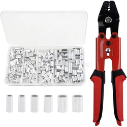 Wire Rope Crimping Tool Kit Fishing Crimping Pliers with 5 Sizes Aluminum Crimp Sleeves Wire Leader Rope Crimping Fishing tackle