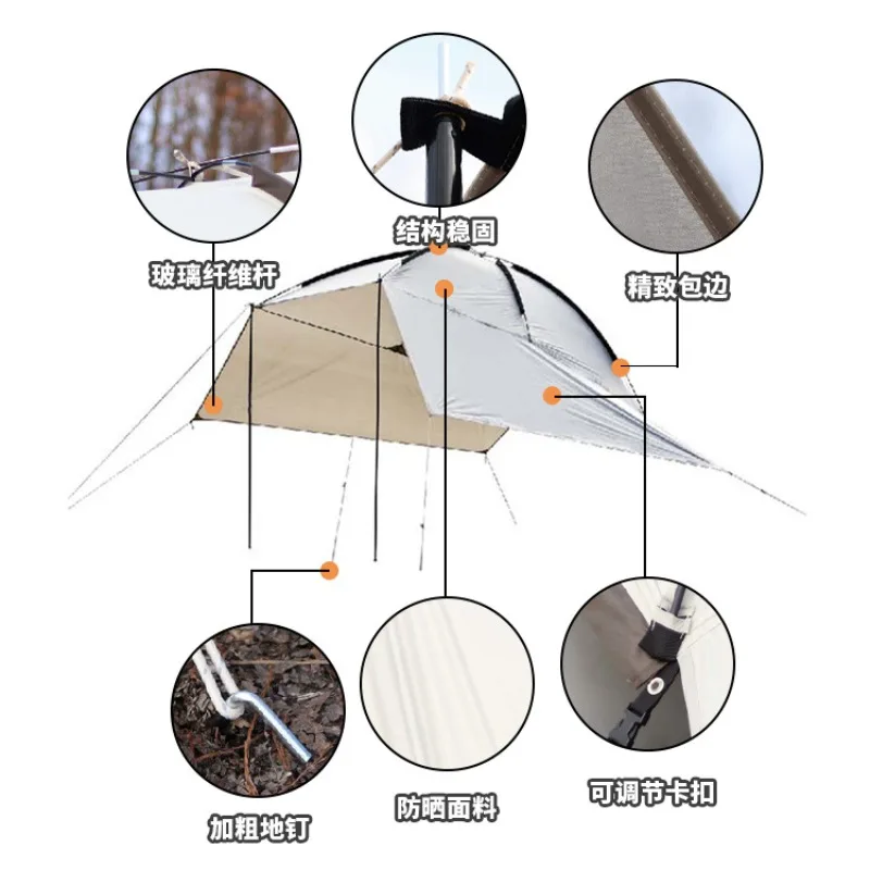 Tailgate Extension Canopy Tent,Silver Lining Sun Block Waterproof Car Rear Camping Tent, Vehicle Connected Outdoor Shade Shelter