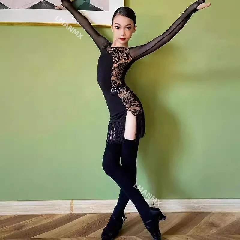 

Платье для латинских танцев, западный стиль, детское выступление, комплект вдосконаленого стиля, новая юбка для латинских танцев