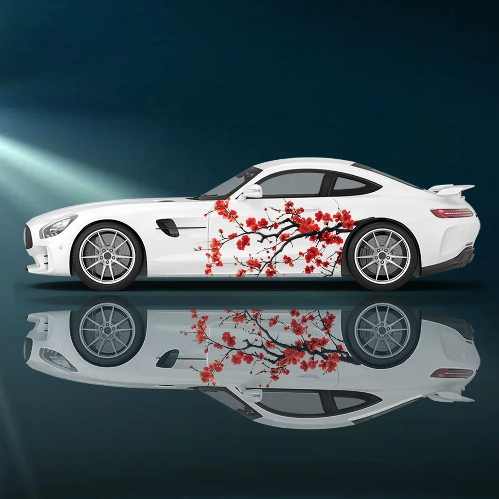 

Blooming Plum Blossom Car Vinyl Wraps Decal Self-adhesive PVC Sticker Suitable for Trucks SUV Decoration Auto Accessories Gift