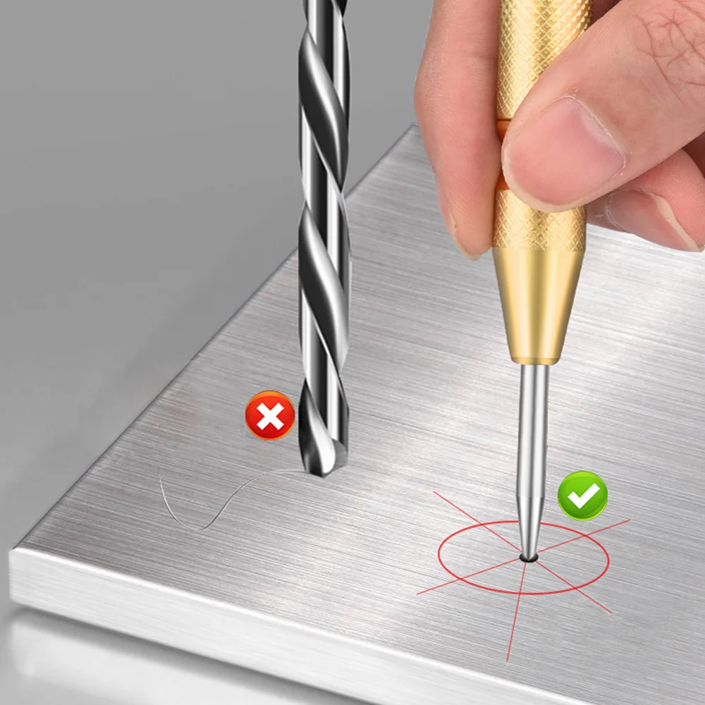 130mm Automatic Center Punch Drill Bit Spring Loaded Marking Starting Hole Tool Manual Combination