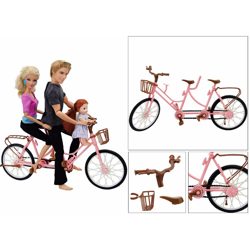 Mixed Style Miniature Doll Accessories Pink Green Plastic Bicycle Outdoor Sports Toys DollHouse Decor For Ken Doll Kids Toy Gift