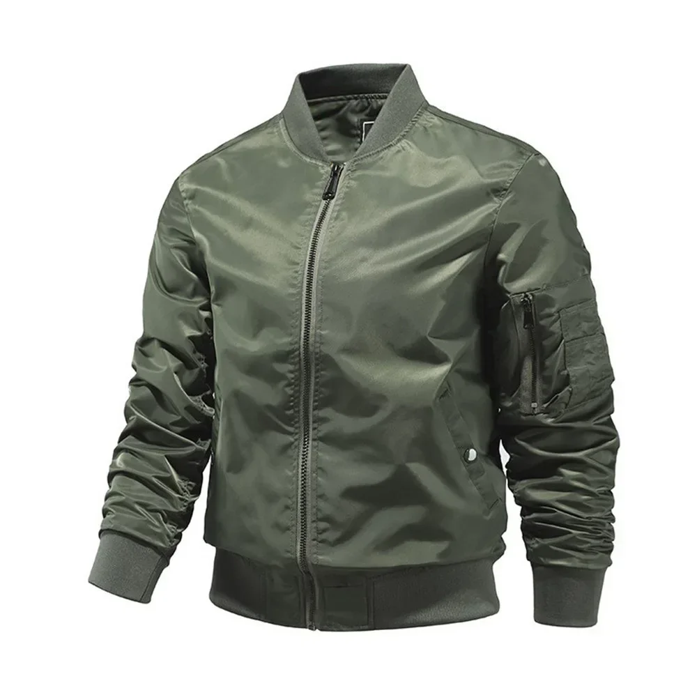 Jackets for Men, Monochromatic Bomber Jacket, Outerwear, Aviator Baseball Jackets, Outdoor Clothing, Spring and Autumn