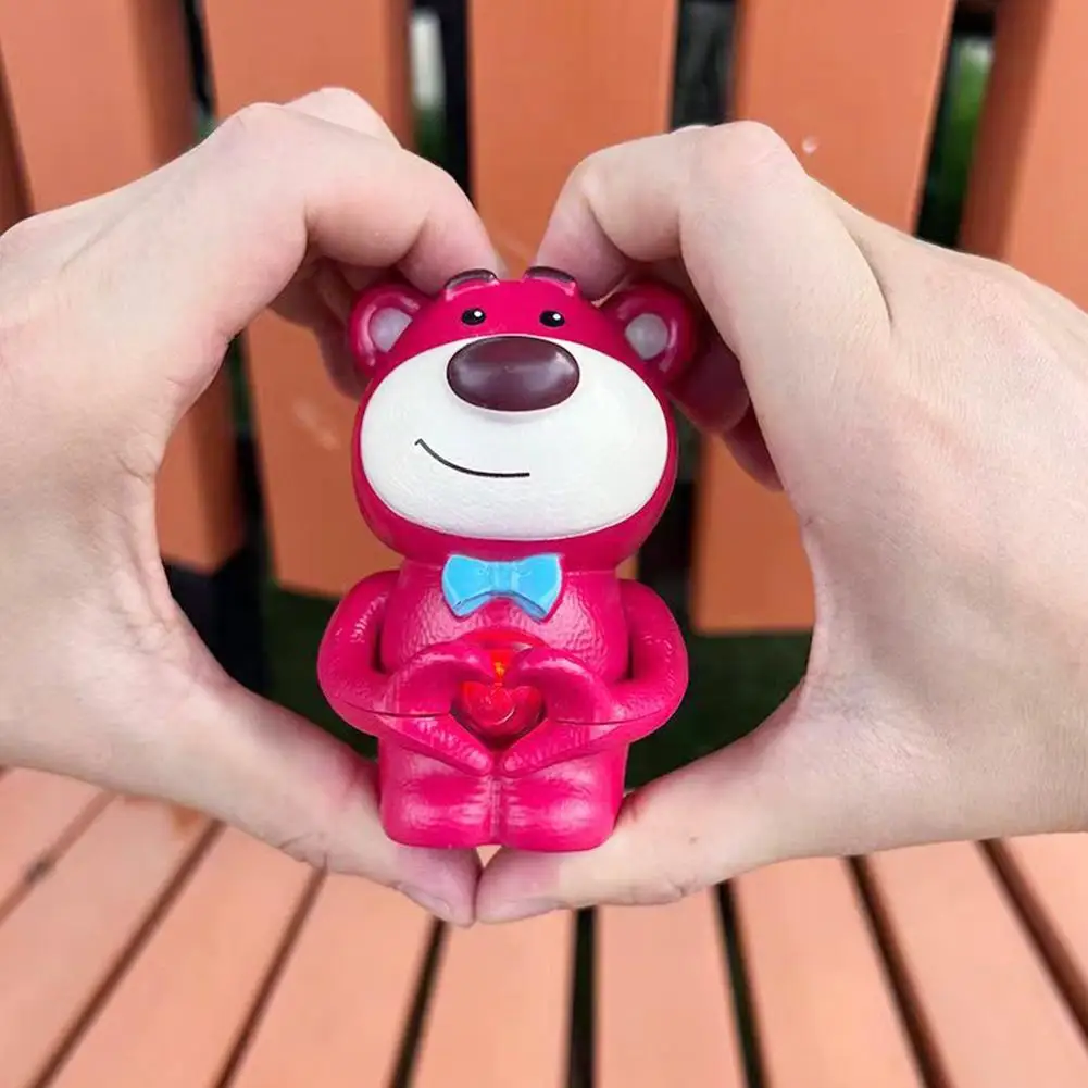 Strawberry Bear Heart Gesture Sound Toy Creative Sound Toys Valentine\'s Day For Girlfriend Cartoon Children Birthday Gifts