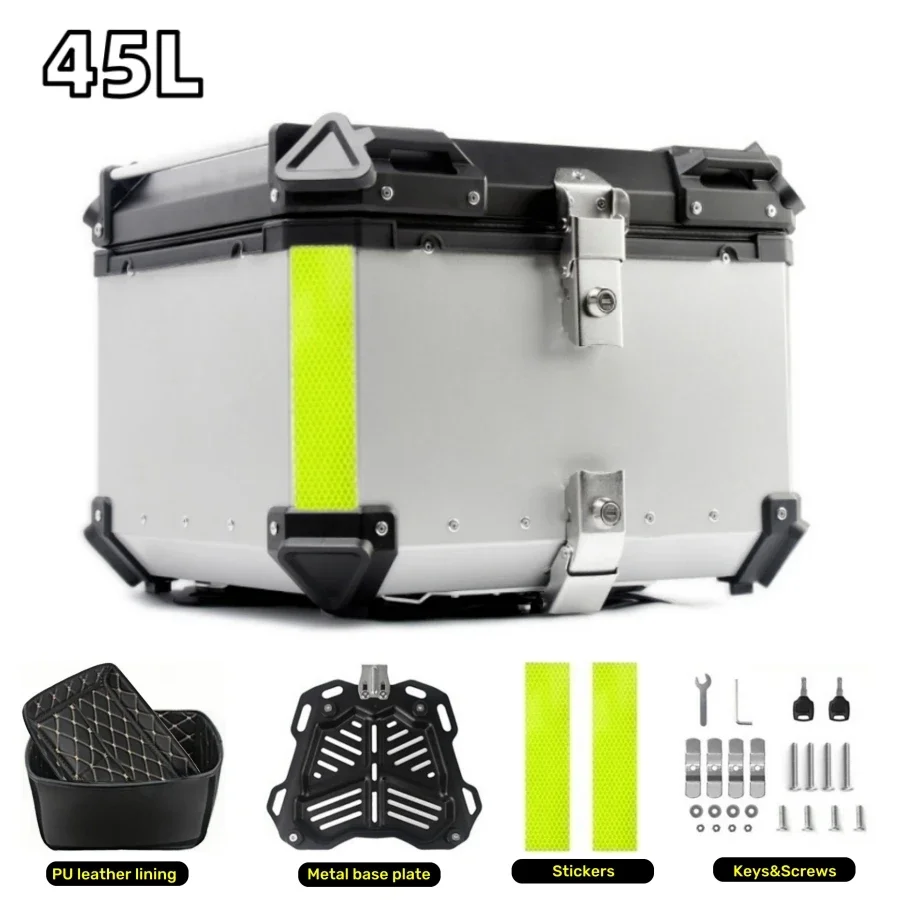 45L 55L 65L Universele Aluminium Motorfiets Top Case Afsluitbare Waterdichte Anti-Collision Harde Staart Doos Kofferbak Opslag bagagedrager