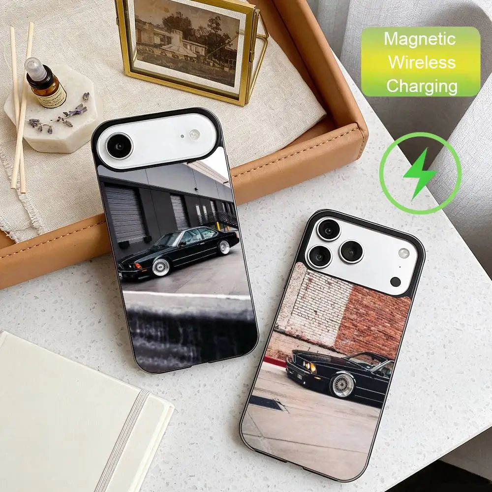 

E-E24 Power Classic car Phone Case For iPhone17,16,15,14,13,12,Wireless charging protective case soft cover