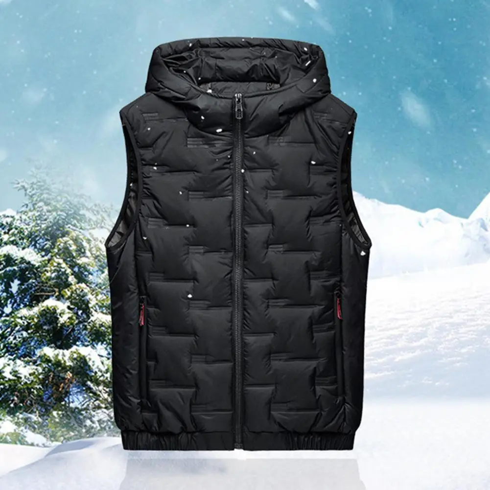 Heren Donsjas Heren Wintervest Jas Heren Winter Capuchon Vest Jas Met Zakken Rits Knoopsluiting Voor Streetwear Voor Herfst/Winter