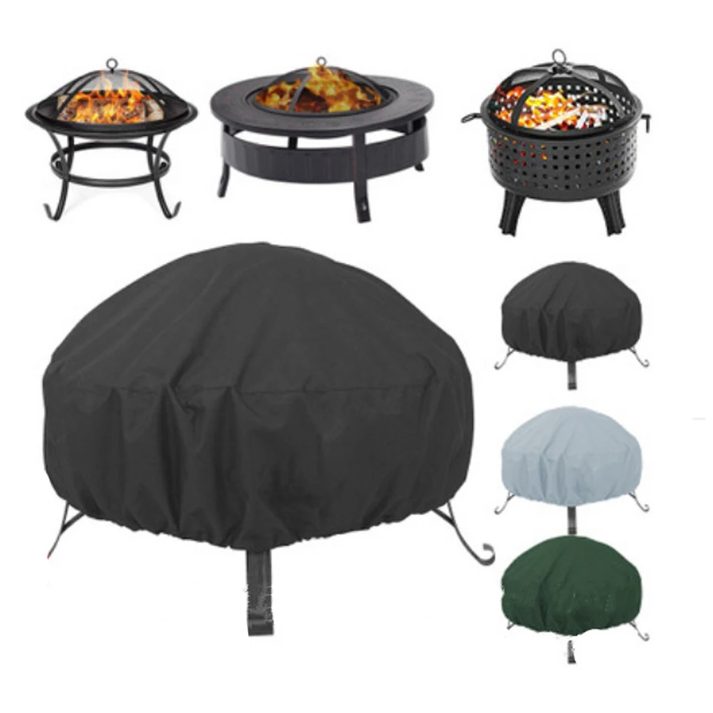 Waterproof Fire Pits Cover BBQ Round Dust Cover Rainproof Furniture Covers