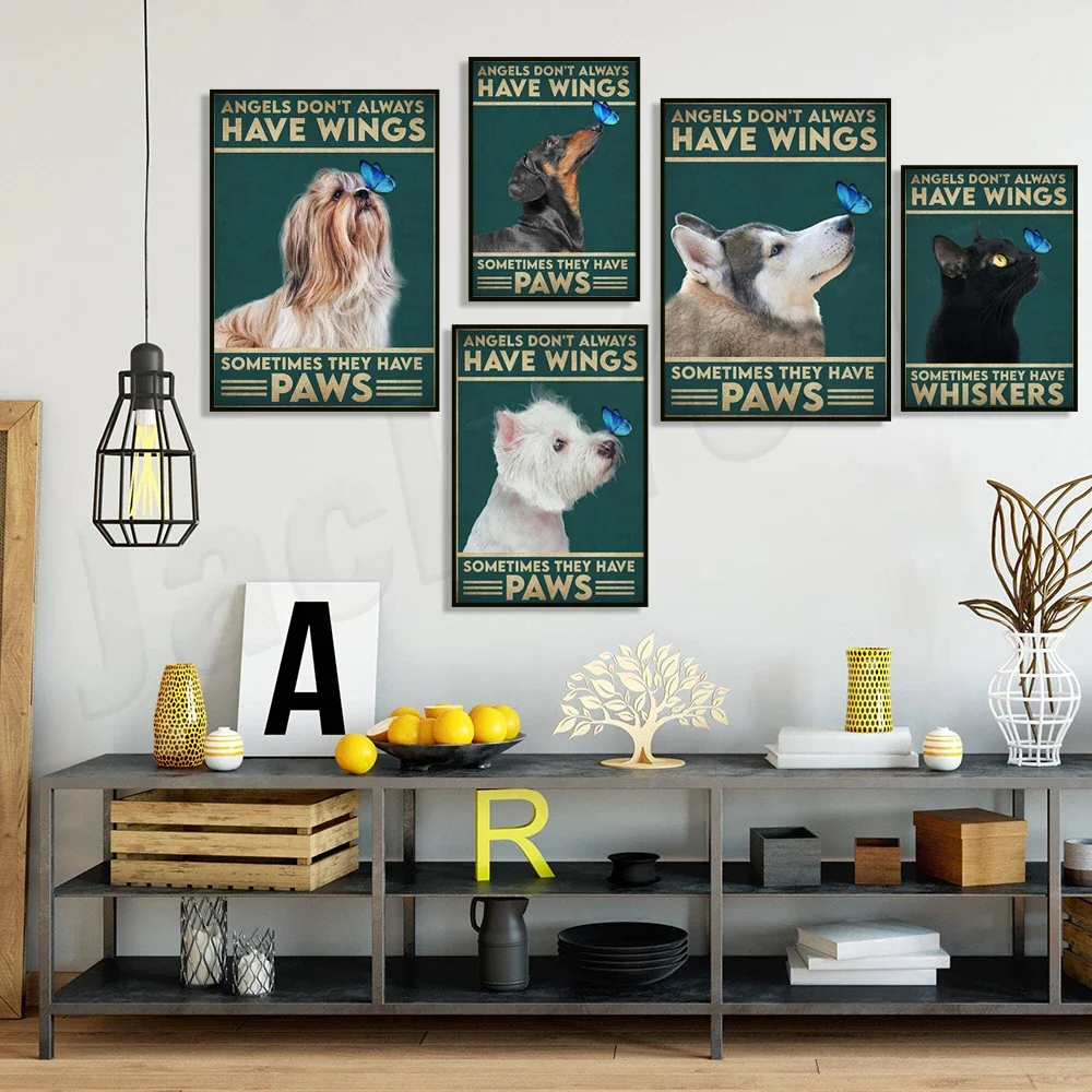 Dachshund, Husky, Shih Tzu, West Highland White Terrier Poster, Angels Don't Always Have Wings, Sometimes Beards - Memorial Art