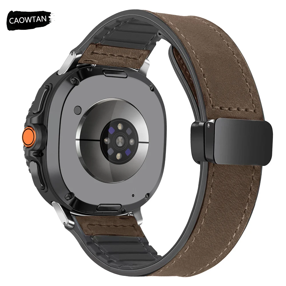 Leather+Silicone Band for Samsung Galaxy Watch 8 40mm 44mm 8 Classic 46mm Watch Ultra 2025 47mm Magnetic Buckle Strap Bracelet