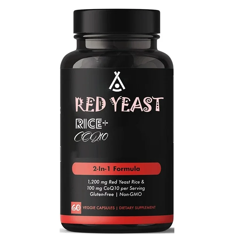 Red Yeast Rice Contains Q10-1200mg of Coenzyme Q10-1200mg, Supporting Cholesterol Levels and Heart Health, 60 Capsules