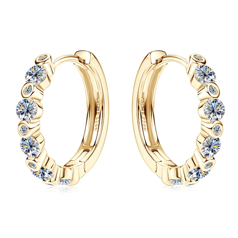 IOGOU D0.57CT vvs1 Round Moissanite Diamond Hoop Earrings for Girls Original 925 Sterling Silver Trendy Engagement Fine Jewelry view 3