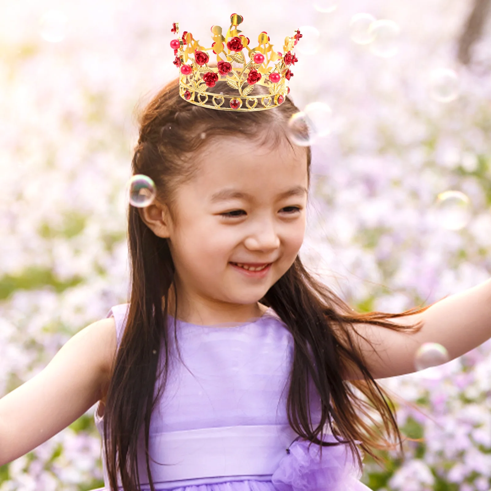 

Baroque Crown Headb Rhinestone Hair Accessory Party Bridal Headdress Red Jewelry Wedding Banquet Tiara Decor