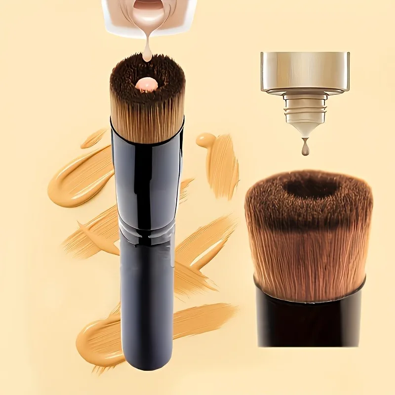 1pc Pro Flat Top Foundation Brush-Expert Blending, Buffing, Stippling and Concealer Tool for Seamless Liquid, Cream, and Powder