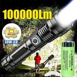 Powerful LED Flashlight Super Bright White Laser Tactical Torch USB Rechargeable Outdoor Emergency High Power Camping Lantern