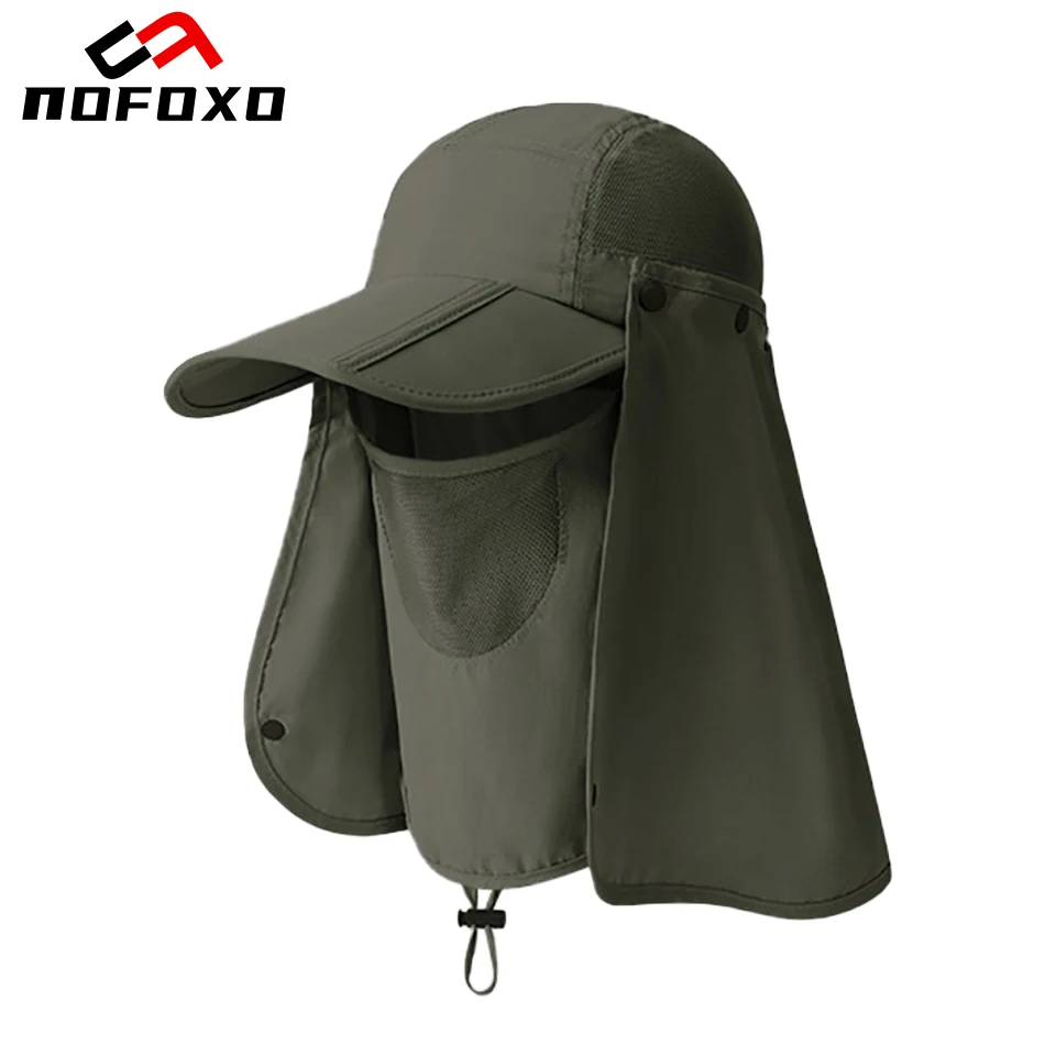 

NOFOXO Летняя солнцезащитная шляпа для рыбалки и велоспорта, дышащая, с защитой от ультрафиолета, маска для лица, защита шеи, впитывающая пот, для альпинизма