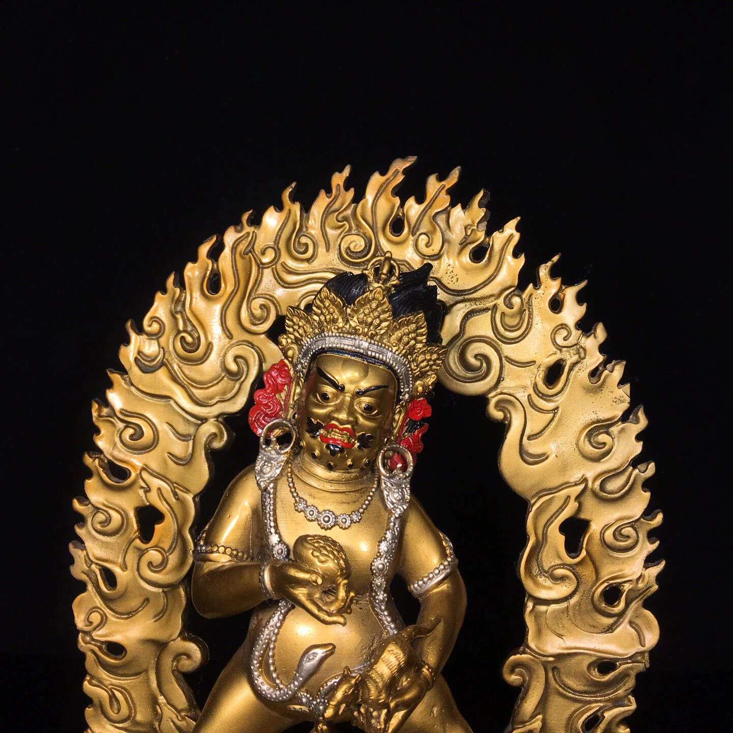 Bronze Painted Black Jambhala Wealth Buddha Statue Unique Design Heavy Patina Home Decor