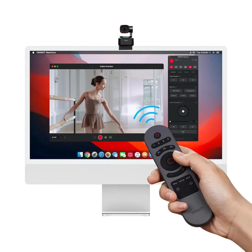 OBSBOT Tiny 2 Remote Control Presentation Clicker for Tiny 2/Tiny 4K/1080P Webcam Wireless Connection  via USB Receiver