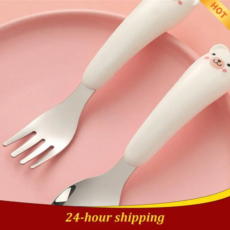 

Baby Fork Spoons Fork Spoon Cartoon 304 Stainless Steel Tableware Set Baby Fork Spoon Baby Food Supplement Artifact Portable