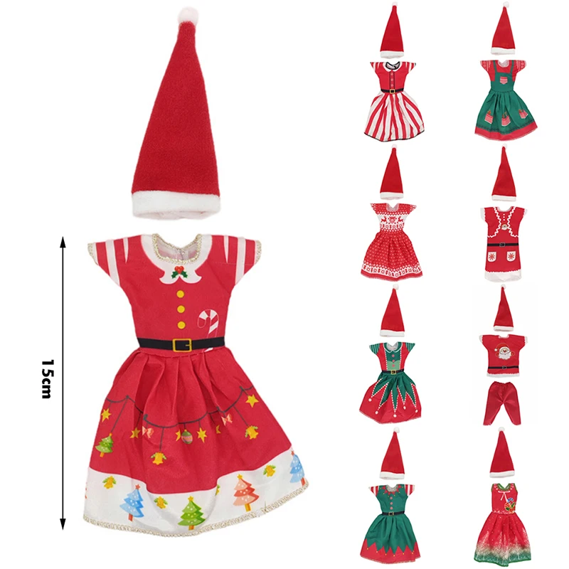 Fashion Christmas Dress Outfit Hats for 11 inch 30cm Doll Clothes Accessories