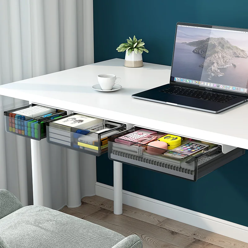 

Универсальный ящик для офиса и домашнего использования, ящик для хранения под столом, сверление не требуется, ультра-бесследный.