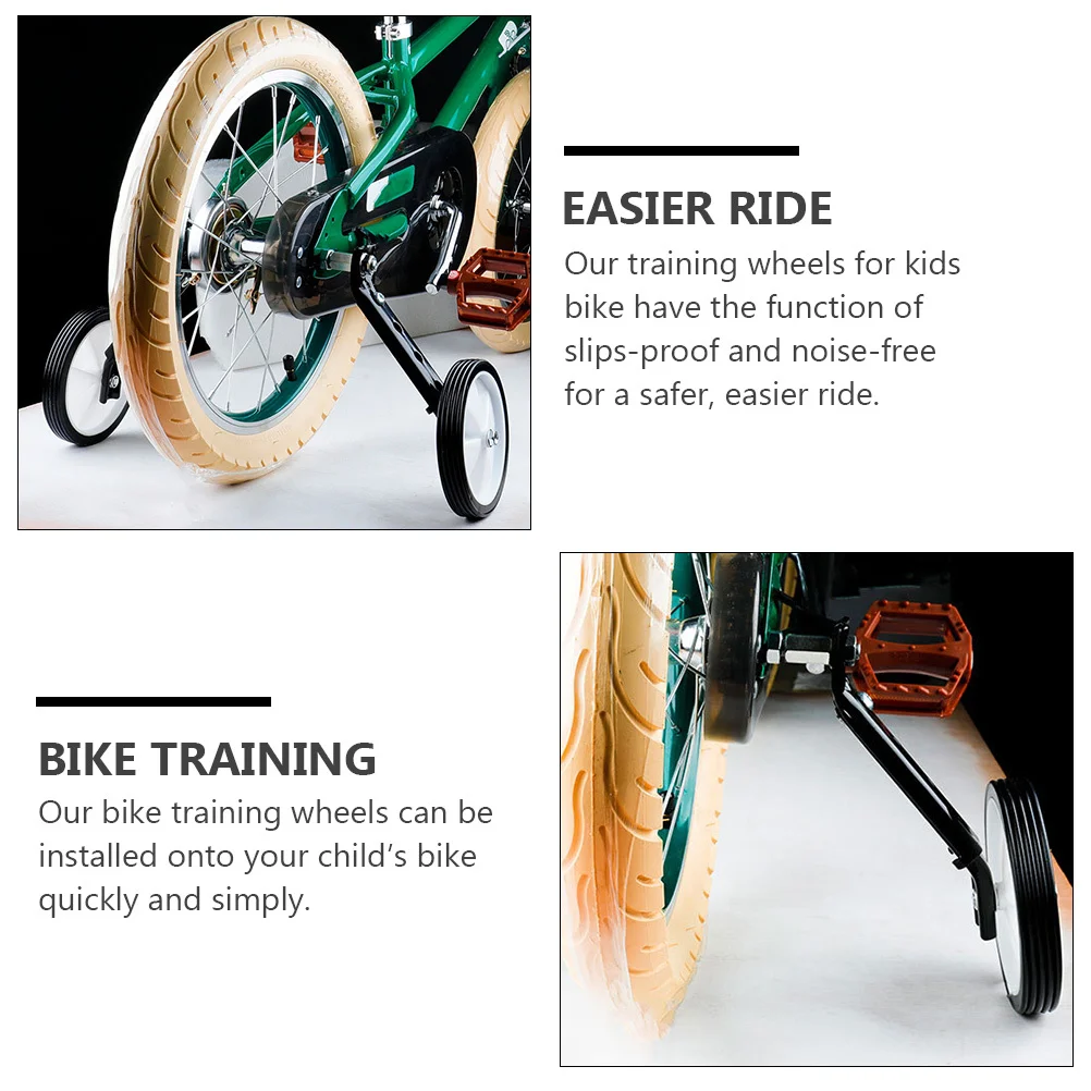 

1Pair Bike Training Wheels Heavy Duty Adjustable Rear Wheel Stabilizers Slip Proof Noise Free Auxiliary Wheels for 16 Inch