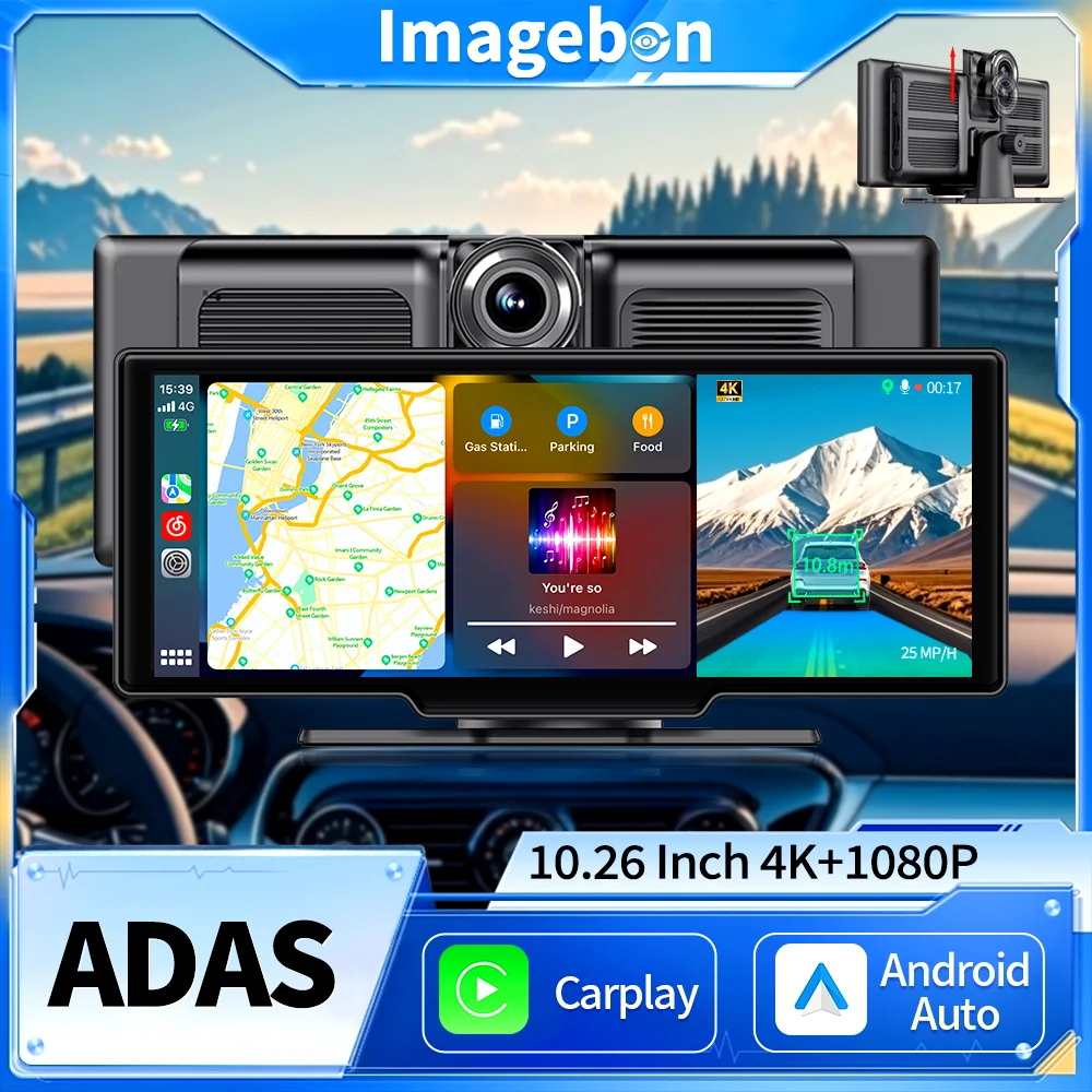 

Imagebon H13 Pro 10.26" Dash Cam ADAS Mirror Link Carplay&Android Auto Car DVR GPS Navigation Rearview Dashboard Video Recorder